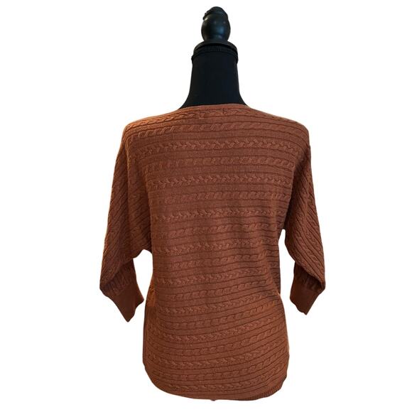 Market & Spruce Cable Knit 3/4 Dolman Sleeve Copper Sweater, Size XS, EUC - Picture 2 of 4
